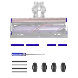 BVACUMHEAD Soft Plush Strips + Front Wheel+ Shaft Replacement Parts for Dyson V8 V10 Vacuum Cleaner Direct Drive Cleaner Head (FOR DYSON V8 V10), Scre