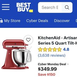 Kitchen Aid Artison 5qt Tilt Head  Stand Mixer