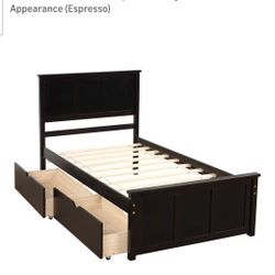 Twin Platform Bed With Storage Including Memory Foam Mattress 