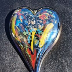 Hand Blown  Glass Heart  Paperweight 