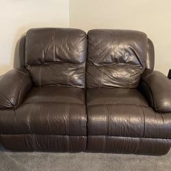 Brown Leather Love Seat