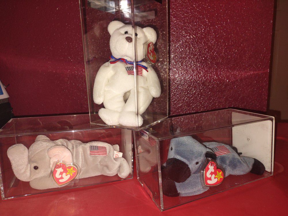 RARE * AUTHENTICATED * Righty - Lefty - Libearty * Beanie Babies 