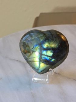 2.3" Approximately Labradorite Heart Quartz Crystal