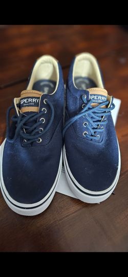Sperry Since 1935 Navy Blue Canvas Lace-Up Fashion Sneakers Men's Size 12, firm.
