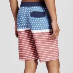MENS SWIM TRUNKS AMERICAN FLAG SZ 28