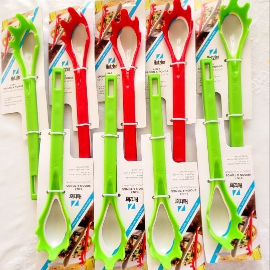 NEW~~~Hutzler 2 in 1 Spoon & Thongs RED & ( 9 Pieces)