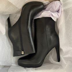 Nine West Quanette black Leather Boots Womens 8.5 
