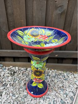 Mexican Talavera Mayólica Birdbath Décor, Pottery, Clay Pot.