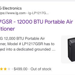 Lg 12,000 BTU Portable AC 