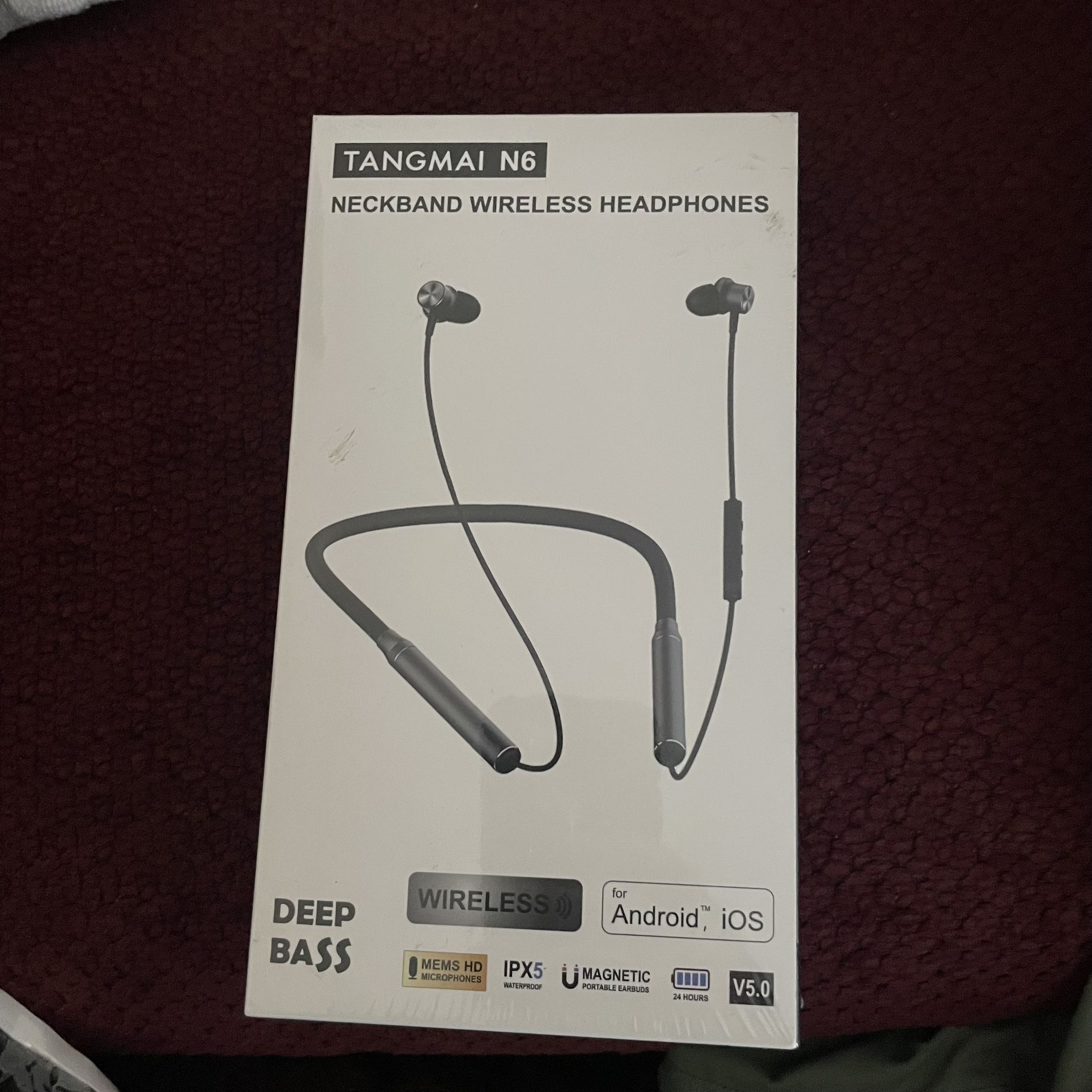 Bluetooth Earbuds TANGMAI N6 Wireless Headphones 24H Playtime Magnetic Earphones with ENC Microphone 10 mm Drivers Deep Bass HiFi Stereo Headset IPX5