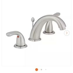 Builders 8in Wide Spread Double High Arc Bathroom Faucet In Brush Nickel 