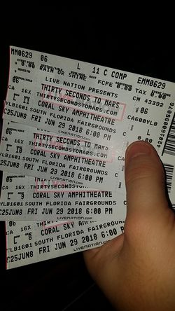 4 tickets for 30 seconds to mars tonight at 6