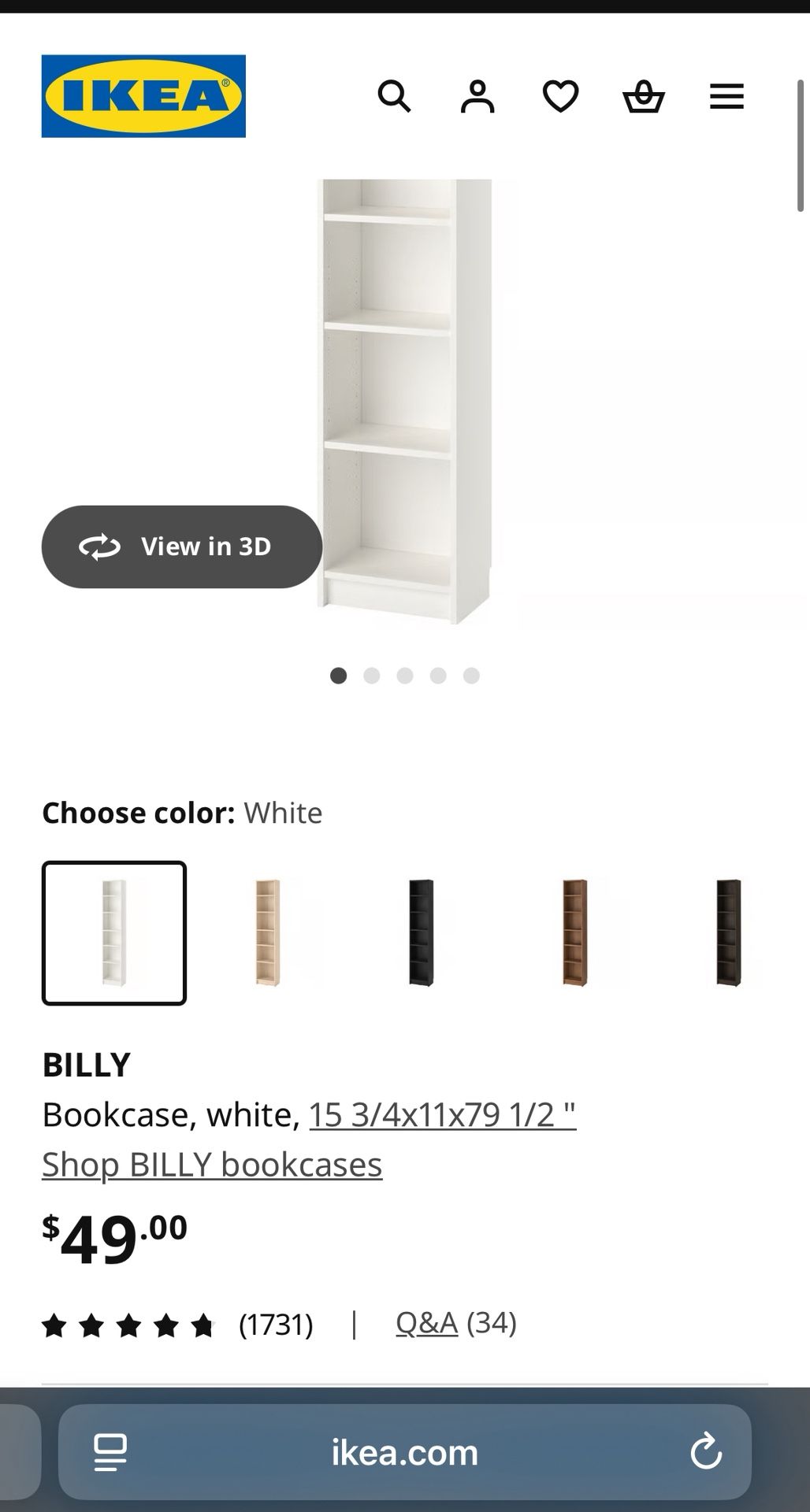 Billy Bookcase White 
