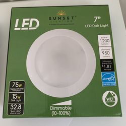 Led 7” Disk Ligh. New. Dimmable 10~100%. 15w Disks Light
