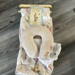 Disney - Winnie the Pooh Baby Blanket & Neck Pillow - girls