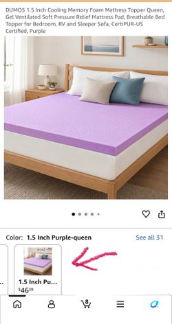 1.5 Inch Cooling Memory Foam Mattress Topper Queen,