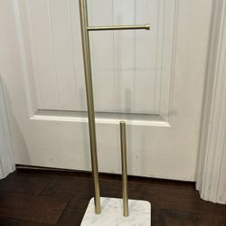 Free Standing Brushed Gold Toilet Paper Holder Stand with Marble Base