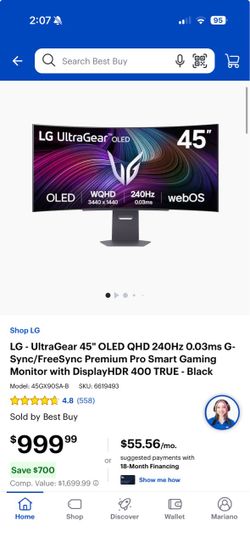 LG Ultragear 45” OLED monitor
