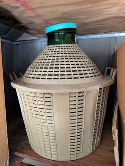 Italian Glass Demijohn with Woven Basket, Made in Italy