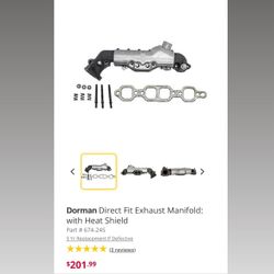 Doorman Direct Fit Exhaust Manifold:with Heat Shield 