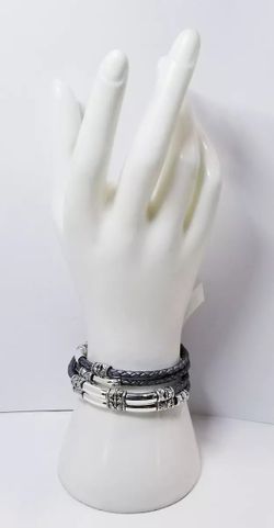 Lizzy James Mini Maxi Silver Braided Wrap Bracelet Small -940