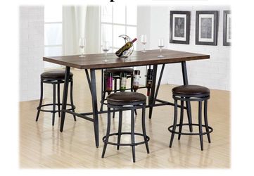 WOOD TOP DINING SET WITH 4 BAR STOOLS INCLUDED