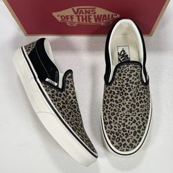 Vans Classic Slip-On Black Leopard Sneakers Women Size 8.5 Men Size 7