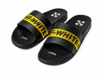 Off-White Black Yellow Industrial Belt Slides – Designer Sandals