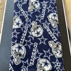 Dallas Cowboys Fleece Hand Made Throw Blanket With Custom Engraved Preowned 56 X 64