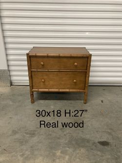 Antique look bamboo wood nightstand chest dresser real wood