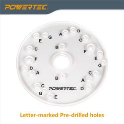 POWERTEC 6-1/2" Universal Router Base Plate Centering Pin & Screws Marked Holes