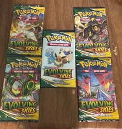 Pokemon Evolving Skies Booster Pack Lot of 5 Sealed Full Art Set