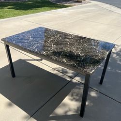 60" Larriston Faux Marble Top Dining Table Black