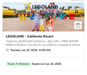 California Legoland ticket