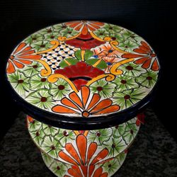 OPEN TO OFFERS Handpainted Talavera Ceramic Mexican Folk Art Pottery Table Garden Patio Pool Balcony Tropical Home Decor 14"×18"