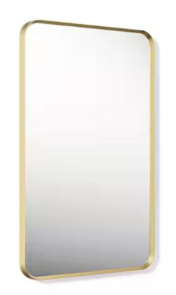 Essential 22” W x 34” H Rectangle Framing Wall Mirror with Modern Brushed Gold