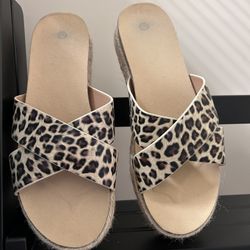 Animal Print Espadrille Sandal Slides