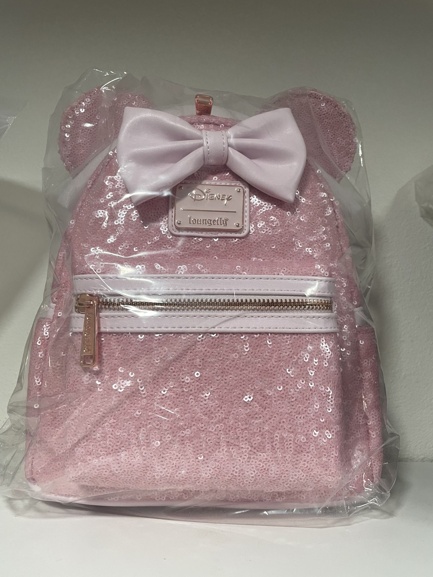 NWT Disney Cotton Candy Pink Sequin Minnie Mouse Loungefly Mini Backpack