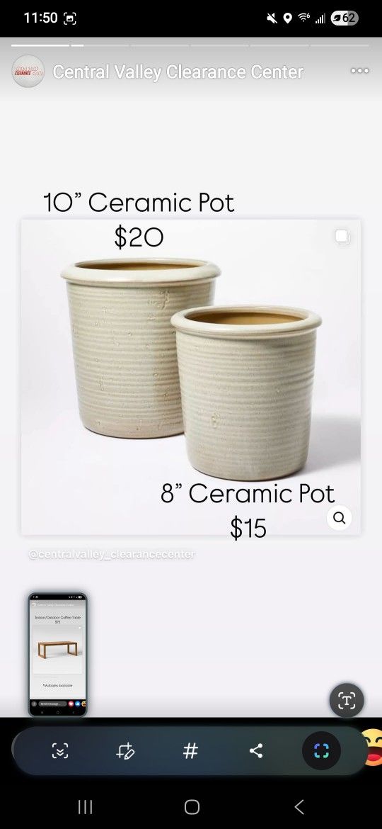 Ceramic Pot For$15