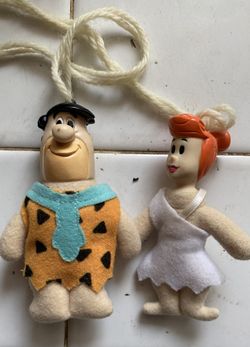 Vintage 1989 Denny's Flintstones Mini Plush Figure Fred and Wilma Collectible