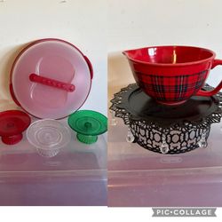 Cake stand .. cupcake holder.  Mixing bowl ect. Selling as a group