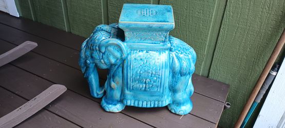 Large ceramic elephant garden stool or plant stand