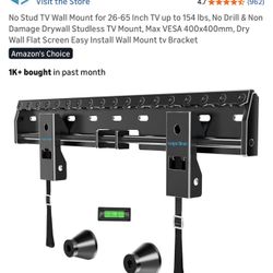 No Stud TV Wall Mount for 26-65 Inch TV up to 154 lbs, No Drill & Non Damage Drywall