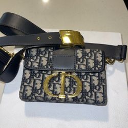 CHRISTIAN DIOR Oblique 30 Montaigne Box Bag Blue