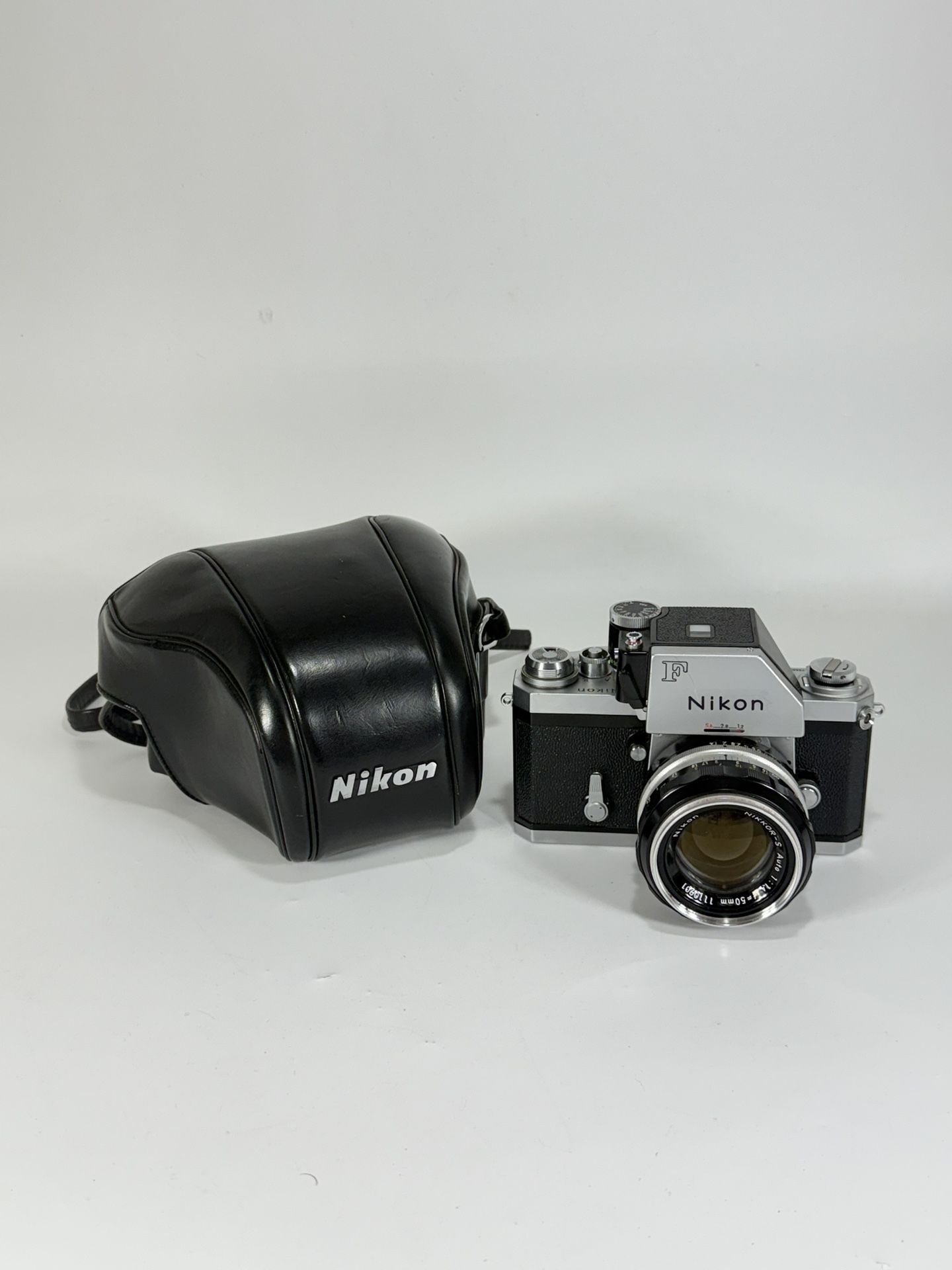 Vintage Nikon F SLR 35mm Film Camera with Nikon Nikkor-S Auto f/1.4 50mm Lens