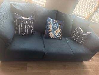 Dark Blue Fabric 3-Seat Sofa
