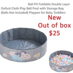 New out of box Kids Ball Pit only Foldable Double Layer Oxford Cloth Play Ball Pool / Balls Not Included) Playpen for Baby Toddlers (Grey)$25 East Pal