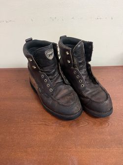 Men’s Shoes Size 8, Heavy Duty Irish Settler Steel Toe Work Boots. In Fair Condition with No Rips, Simply Normal Wear. ONLY: $10 !!