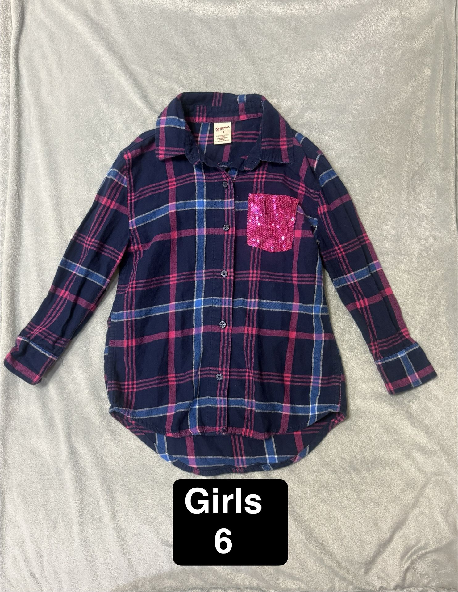 Youth Girls (6) Plaid Long Sleeve Shirt