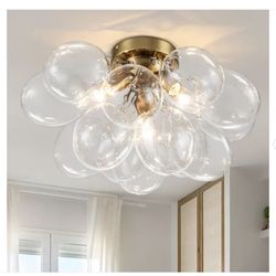 Semi Flush Mount Chandelier Gold Close to Ceiling Light Fixtures Modern Bubble - New